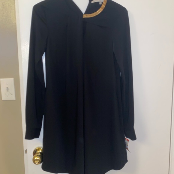 RACHEL Rachel Roy Black Long Sleeve Dress with Gold Accent - Picture 2 of 8